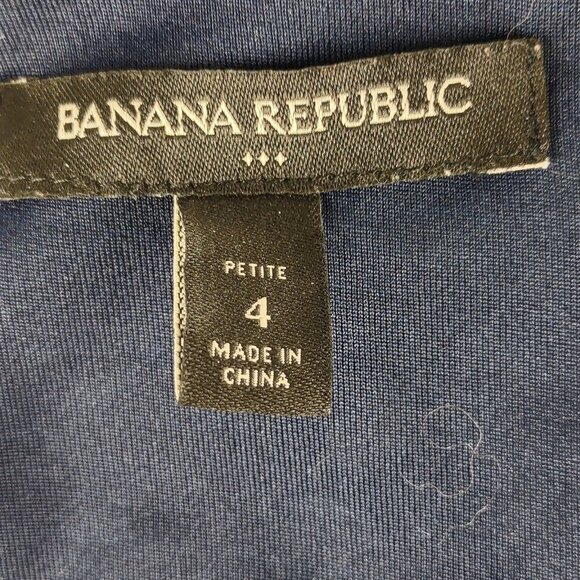 Banana Republic Faux Wrap Maxi Dress – Floral Print – Size 4P – Navy & Mint - Picture 10 of 11